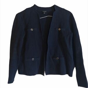 Talbots nautical sweater career blazer small knit blue S